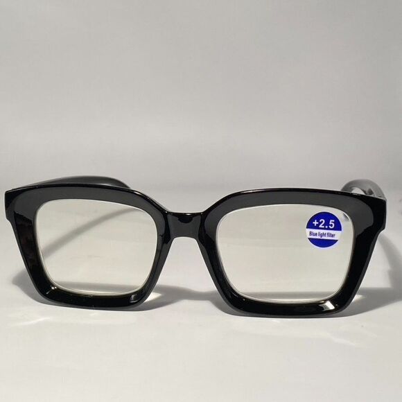 0617 Claudia Reading Glasses 2.50 Oversize Readers Black Square Shape NWT - Picture 2 of 9
